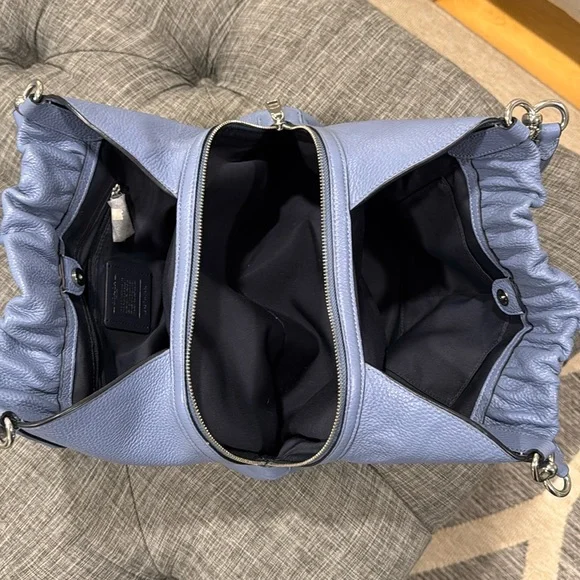 Coach Bag Blue Hobo Bag with Ruched Leather Design - Picture 11 of 17